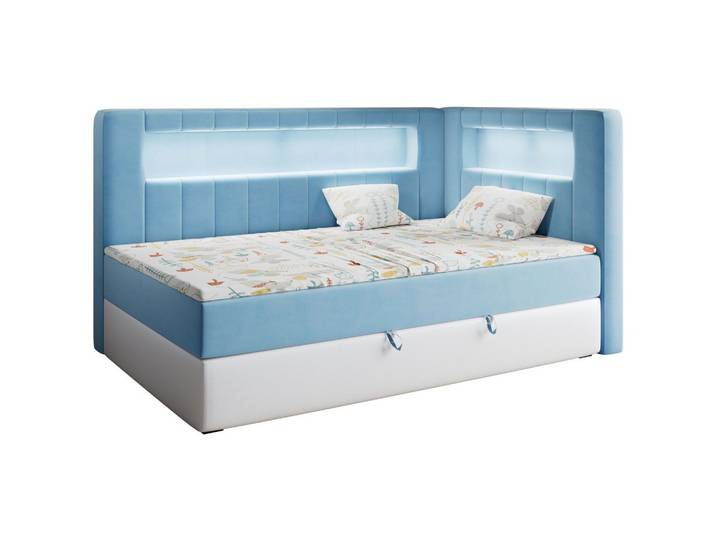 BOXSPRINGBETT JUNIOR GOLD 3 90/200 Blau/Weiß - rechte Seite