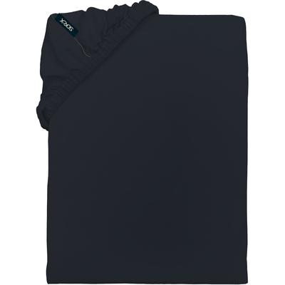Spannbettlaken SOCCX "SOCCX", schwarz (marine), L:200cm, Baumwoll-Jersey, Obermaterial: 100% Baumwolle, Bettlaken, Spannbettlaken, gewebtes Label