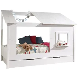 HAUSBETT Katerina 214x159x105 aus MDF+Massivholz in Weiß