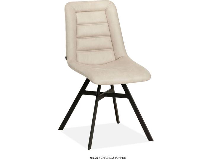 Esszimmerstuhl OMG DESIGN Niels , beige (toffee, schwarz, toffee), B:47cm H:88,5cm T:62,5cm, Polyester, Stühle, Esszimmerstuhl, Esszimmerstuhl, pflegeleichter Bezug