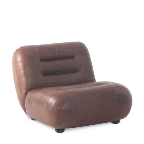 Dutchbone Wyatt Fauteuil van Leer in Chocolade Bruin