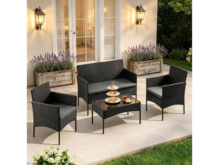 Salon de jardin conversation ensemble extérieur élégant pour balcon terrasse et coin détente