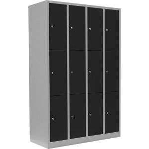 Lüllmann Schließfachschrank 520348, anthrazit, 12 Fächer, Stahl, 117 x 180cm, mit Zylinderschloss