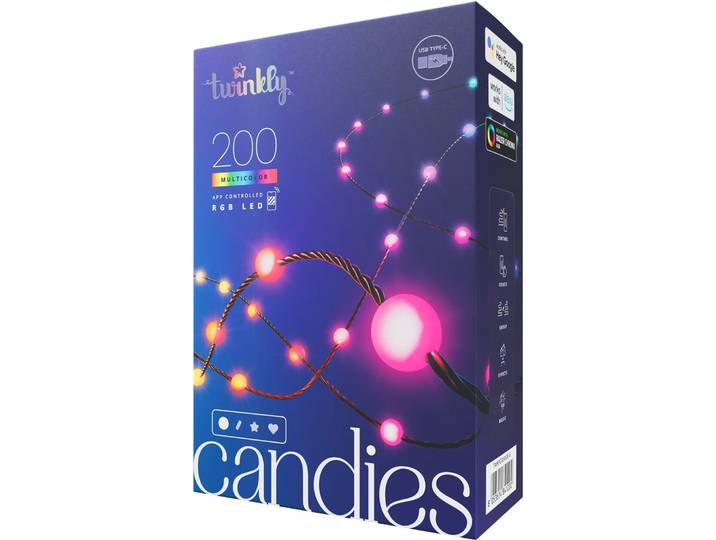 Guirlande lumineuse LED pour sapin de Noël Twinkly Candies TWKP200RGB-G 6 m 200 lumières