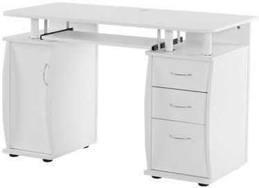No MDF Computer Desk with 1 Door with 3Drawers in White