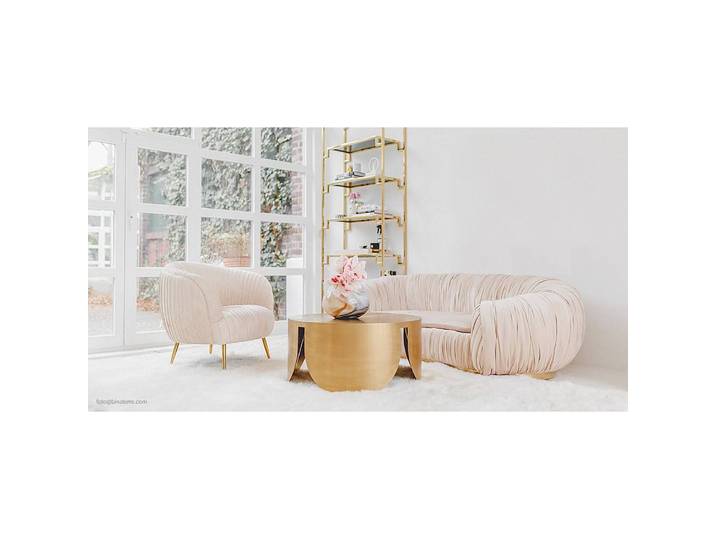 Sofa 2-Sitzer Beige/Beige Webstoff 195 x 65 x 119cm Modern