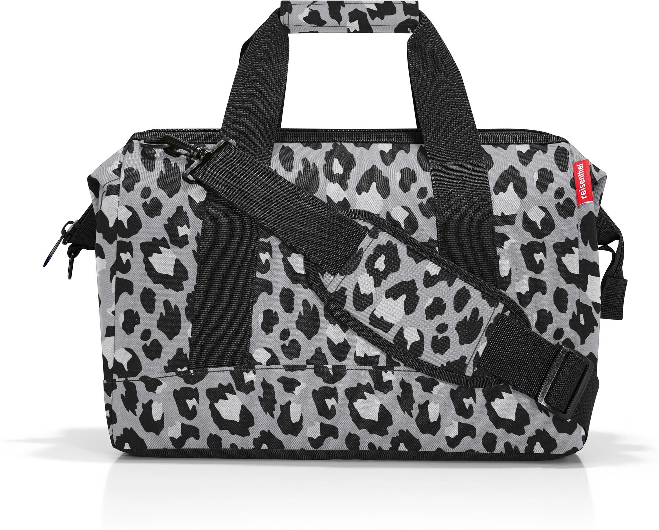 Schultertasche REISENTHEL "Allrounder M", Damen, Gr. B/H/T: 40cm x 33,5cm x 24cm, grau (leo nero), Polyester, Taschen Schultertasche leo nero B/H/T: 40cm x 33,5cm x 24cm