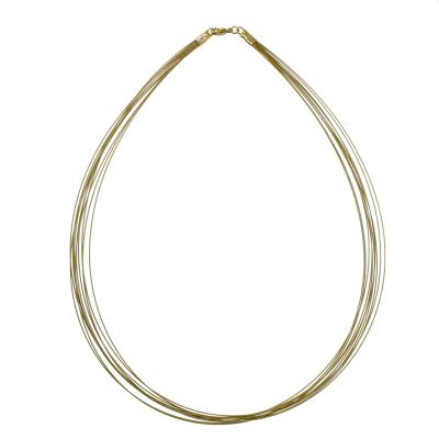 Halsreif OSTSEE-SCHMUCK "Ostsee-Schmuck Halsreif Nyloncollier 13-reihig -goldfarben-" Gr. 45, gold, Halsketten, Damen, 45cm, Edelstahl, L: 42