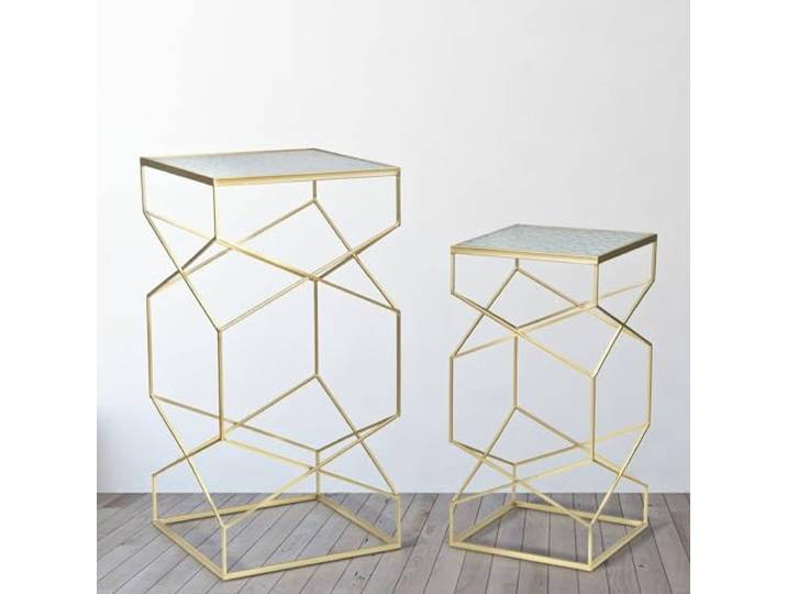 Dmoras Couchtisch Bibbiena 50x50x100 cm Gold Zeitungsständer