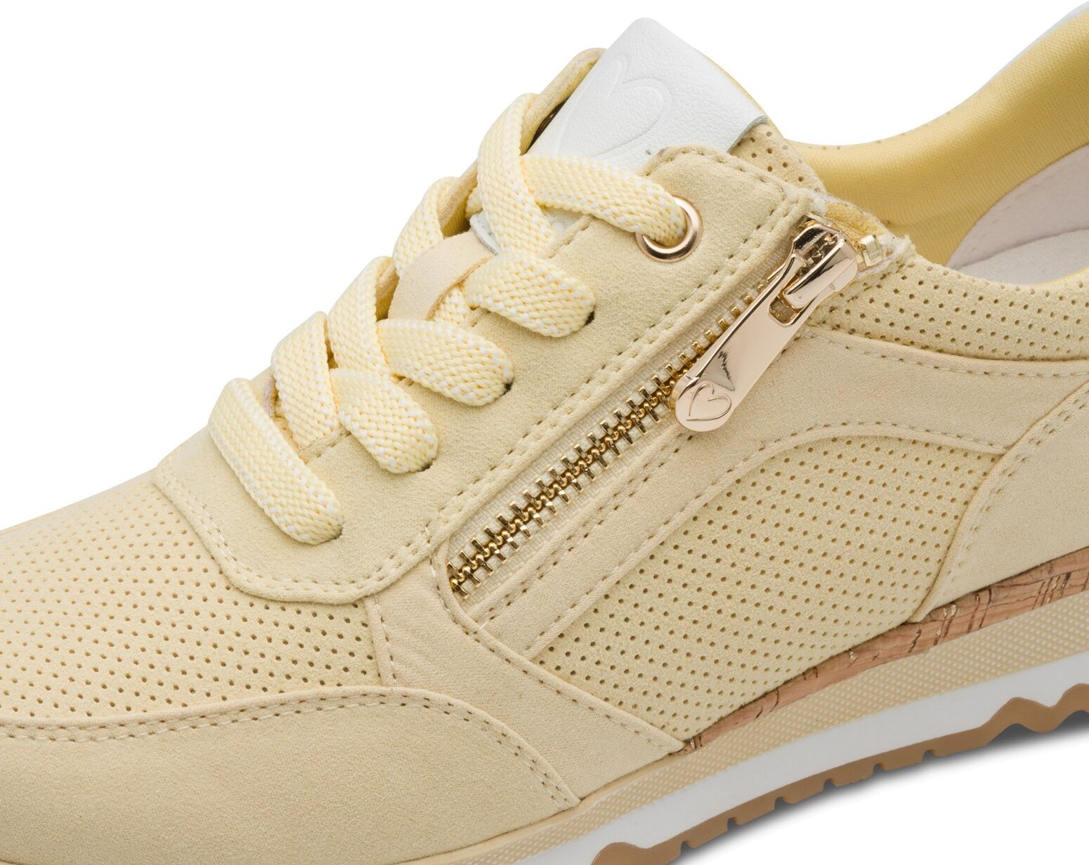 Keilsneaker MARCO TOZZI, Damen, Gr. 40, Textil, beige (vanilla kombiniert), Lederimitat, Textil, Veloursleder, Schuhe Keilsneaker, Freizeitschuh, Halbschuh, Schnürschuh mit Außenreißverschluss