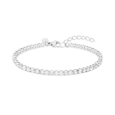 Armband S.OLIVER "Stone Row", silber (edelstahlfarben, kristallweiß, kristallweiß), Armbänder, Damen, 20cm, Edelstahl, Armband, mit Zirkonia (synth.)