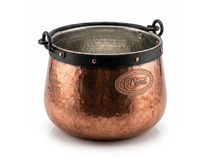 CopperGarden Kupferkessel 3 L mit Henkel - Hexenkessel I Robuster Kessel aus verzinntem Kupfer: Ideale Wärmeleitung I Lebensmittelechter Feuerkessel für Gulasch/Feuerzangenbowle uvm.