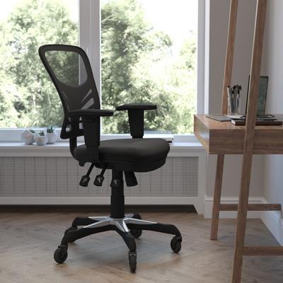 Lancaster Home Mid-Back Ergonomic Multifunction Mesh Chair with Polyurethane Wheels