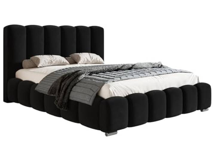 Emporius Polsterbett 160x200cm Pearl - Doppelbett mit Bettkasten, Schlafzimmerbett, Hersteller Möbel, Schlafzimmer - Velvet (Schwarz - Amor Velvet 4322)