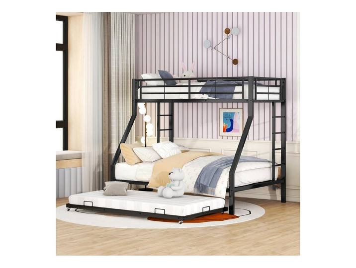 LuxusKollektion Metallbett Etagenbett 90x200/140x200 cm mit Ausziehbett