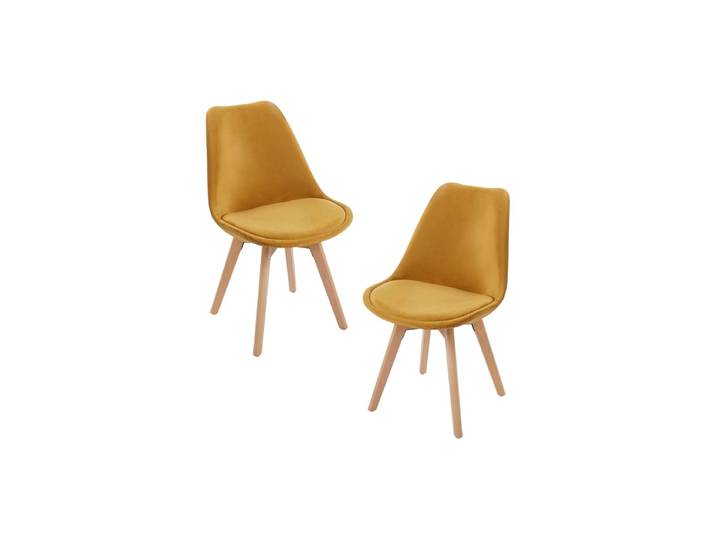 2er Set Synk Samt Stühle - Senf
