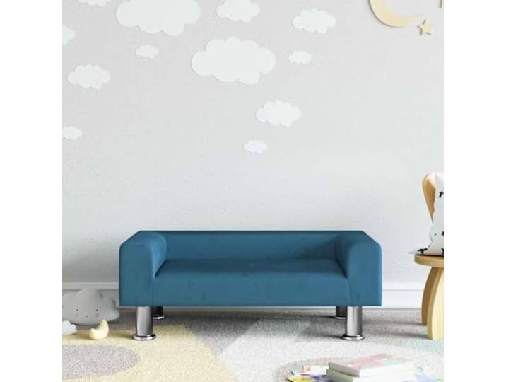 KGTKGTYER Kindersofa Blau Samt Minisofa Kiefernholz 70x45x26.5 cm Schaumstoff Polsterung, Stabiler Rahmen, Für Kinder von 3-6 Jahren