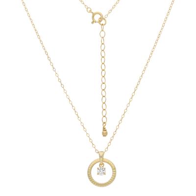 Kette mit Anhänger FIRETTI "Schmuck Geschenk Silber 925 Halskette Ankerkette Kreis Solitär", gelbgoldfarben, kristallweiß, Halsketten, Damen, Silber 925 (Sterlingsilber), L: 46 B: 1,4mm, mit Zirkonia (synth.), B:1,4mm