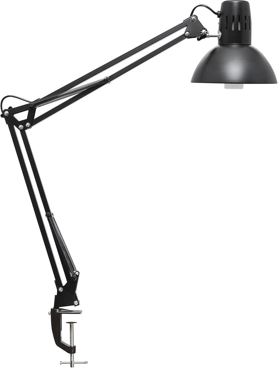 Verstelbare Led Bureaulamp met Scharnierarm en Clip - Modern Design in Zwart