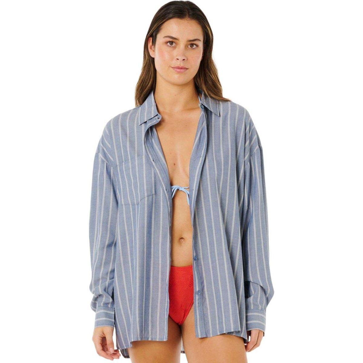 RipCurl Beach Days Pinstripe Shirt dusty blue (3458) L 072WSH-3458-L