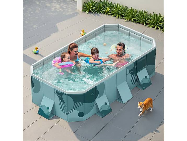 Piscine pliable pour la famille, structure non gonflable, piscine extérieure pour enfants, support épaissi, hors sol, pour 1 à 8 personnes, compatible avec une pompe à eau.