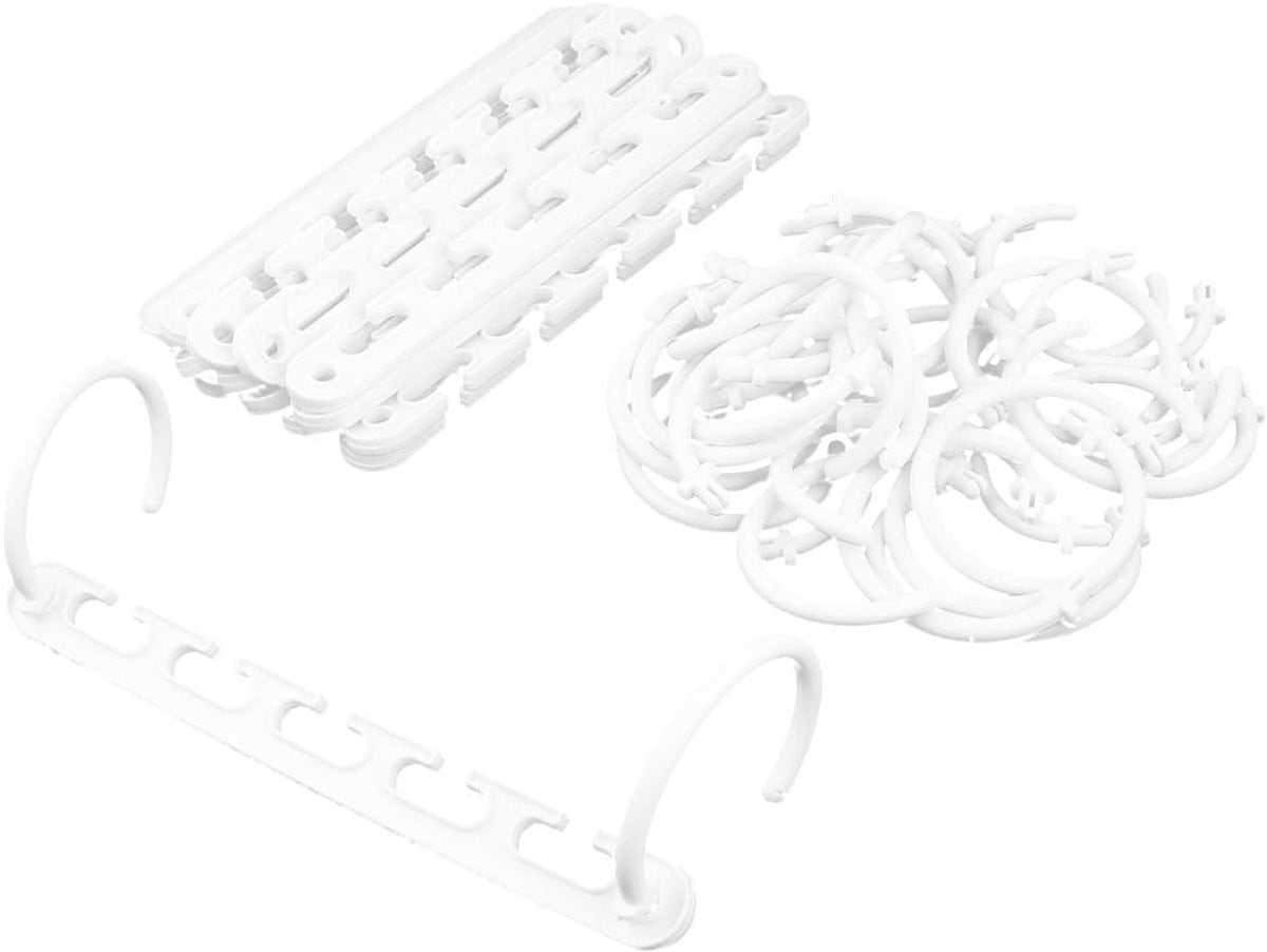 Set van 16 witte opberg haken voor kledingorganisatie