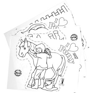 Rayher Schrumpffolie 75354000 My Pony Set, bemalbar, mit 4 Schlüsselringen und 4 Motiven