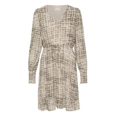Midikleid KAFFE "Damen Kleid KAtrinike", Damen, Gr. 44, N-Gr, grau (grau texture check), Obermaterial: 100% Polyester PES., Kleider Midikleid