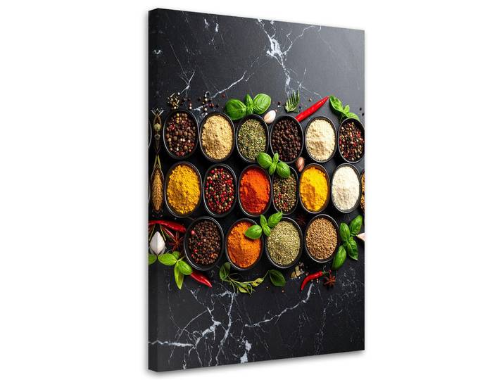 Feeby Leinwandbild Küchenkräuter und Gewürze 80x120cm, Mehrfarbig, Essen/Getränk, Rechteckig, 80x120 cm, Bilder & Rahmen, Bilder, Leinwandbilder