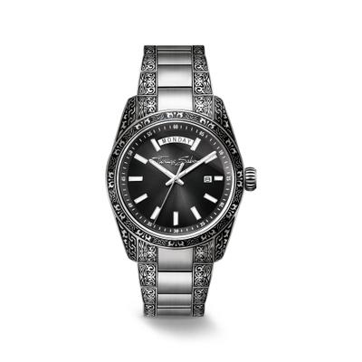 Quarzuhr THOMAS SABO "REBEL AT HEART REVIVE 40 mm", silberfarben, schwarz, Armbanduhren, Damen, Quarzuhr, Armbanduhr, Damenuhr, Herrenuhr, Edelstahlarmband, analog, Tag