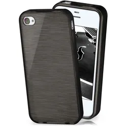 moex Brushed Case für iPhone 4 – Silikon Handyhülle, Backcover in Aluminium Optik