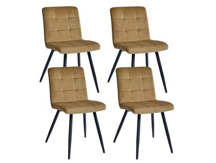 Duhome Esszimmerstühle 4er Set Küchenstuhl, Gelb Wohnzimmerstuhl Samtstuhl mit Rückenlehne, Gestell aus Metall Polsterstuhl Design