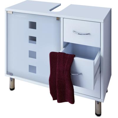 Waschbeckenschrank VCM "Holz Badmöbel Badunterschrank Darola Schublade", weiß, B:67cm T:30cm, Obermaterial: 100% Holz Wood., Schränke, Waschbeckenunterschrank