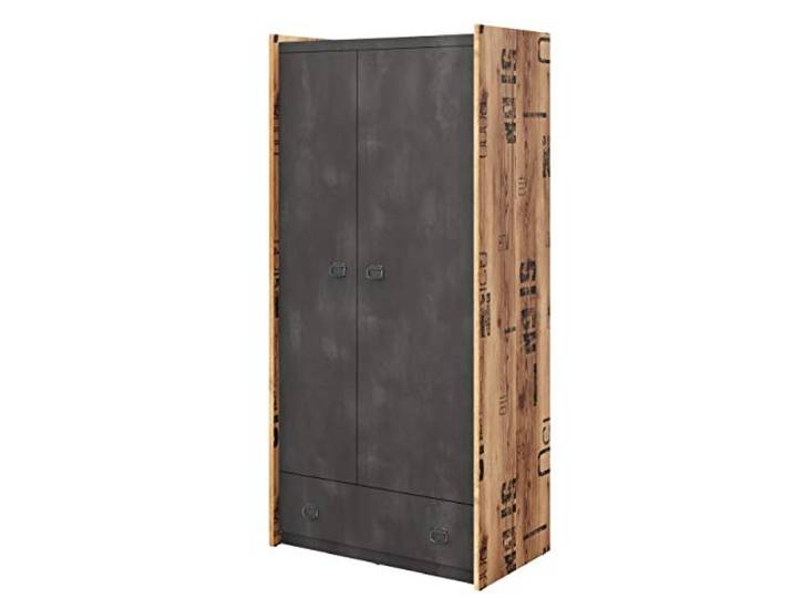 Furniture24 Kleiderschrank Fargo FG02 Schrank Drehtürenschrank 2 Türiger Jugendzimmerschrank mit Kleiderstange und Einlegeboden