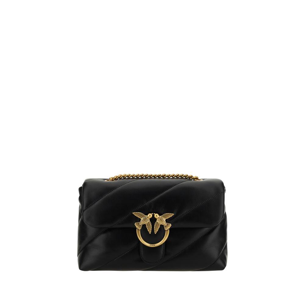 Schwarze Kalbsleder Bos Taurus Schultertasche