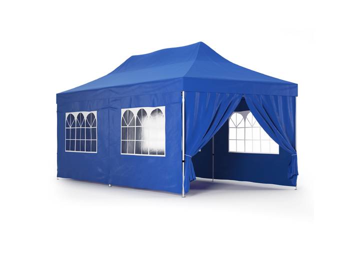 Faltpavillon DINA 6 x 3 m blau inkl. 4 Seitenwände