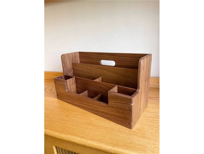 Organisateur de bureau multifonction en bois, 3 couches, support de rangement en noyer noir, boîte de rangement créative