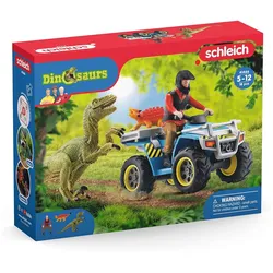 Schleich 41466 - Dinosaurs - Flucht auf Quad vor Velociraptor, Spielfiguren-Set