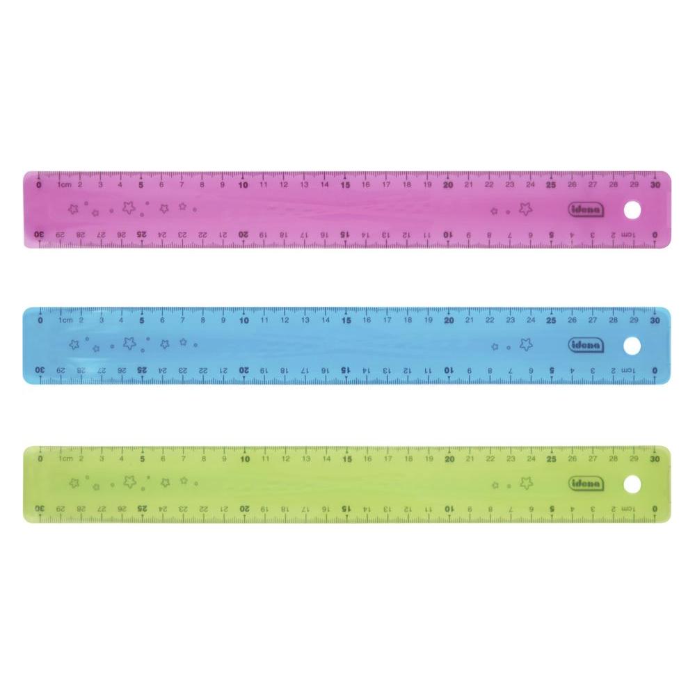Idena Lineal PP flexibel 30cm 3fach sortiert (30 cm, Kunststoff) (57984154)