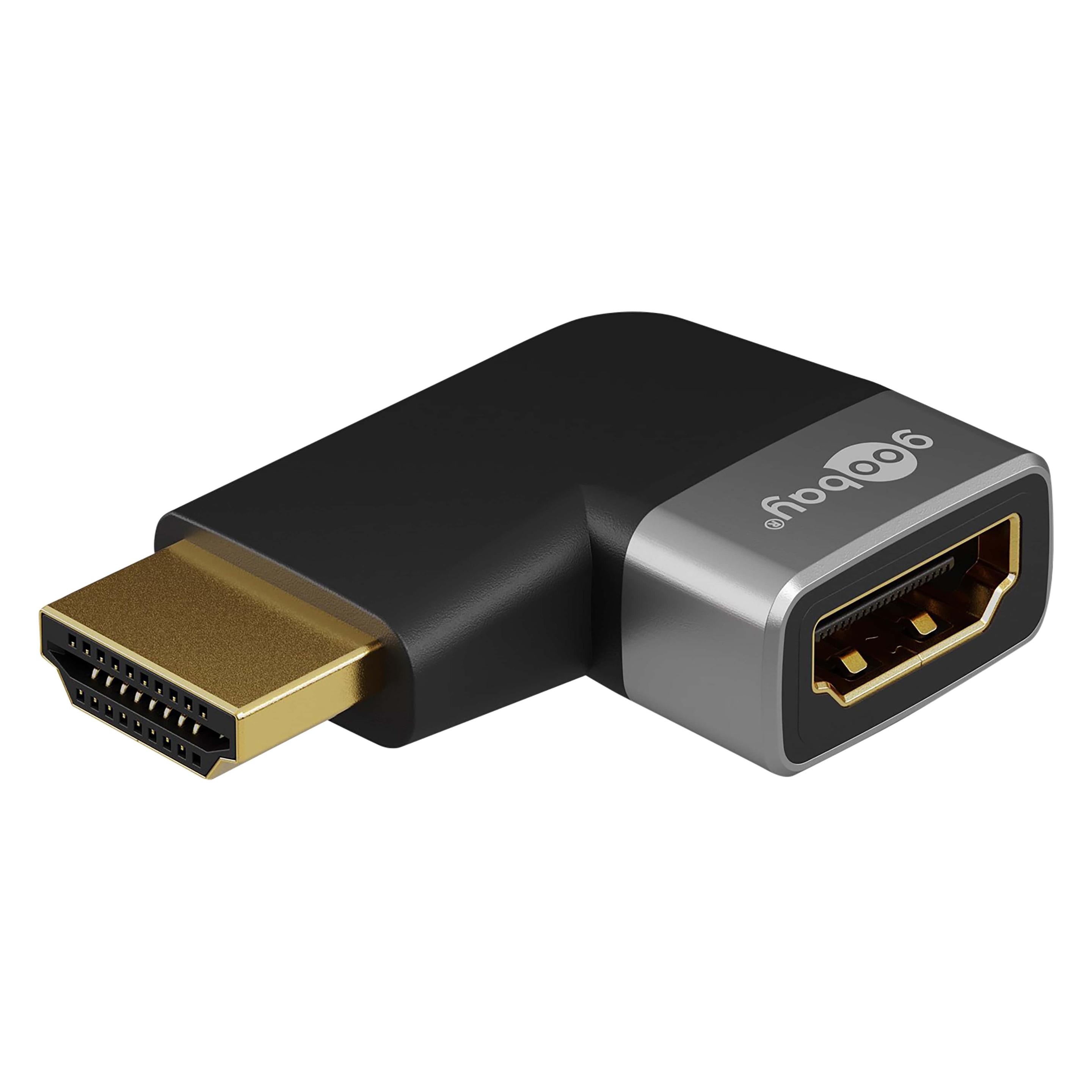 Goobay HDMI-Winkeladapter 90° horizontal, 8K @ 60 Hz, vergoldet (72010)