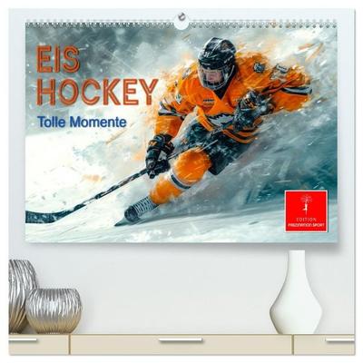 Eishockey - tolle Momente (hochwertiger Premium Wandkalender 2027 DIN A2 quer), Kunstdruck in Hochglanz