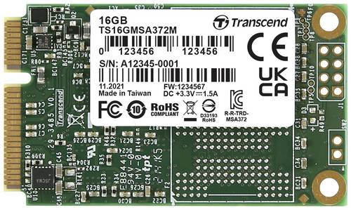 Transcend MSA372M 16GB Interne mSATA SSD SATA III Industrial TS16GMSA372M
