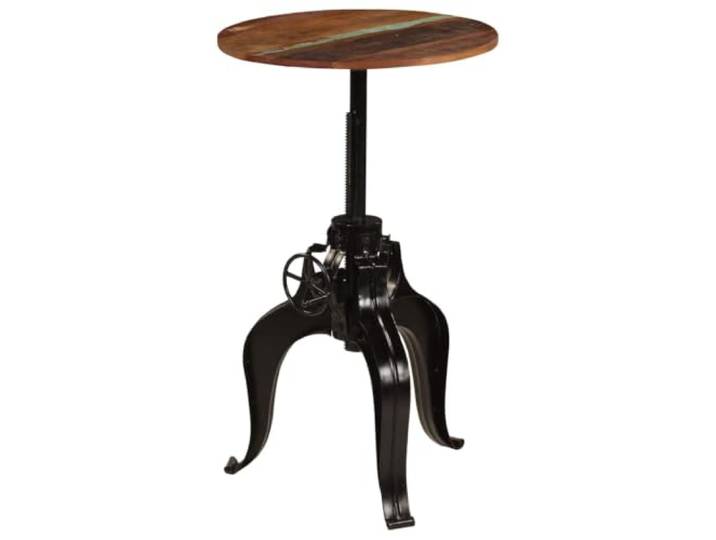 HAQWRDQSG Bartisch Höhenverstellbar Massivholz 60x76-110 cm Stehtisch Höhenverstellbarer Stehtisch aus Massivholz und Stahl für Küche und Esszimmer im Industrie Design. Durchmesser 60 cm.