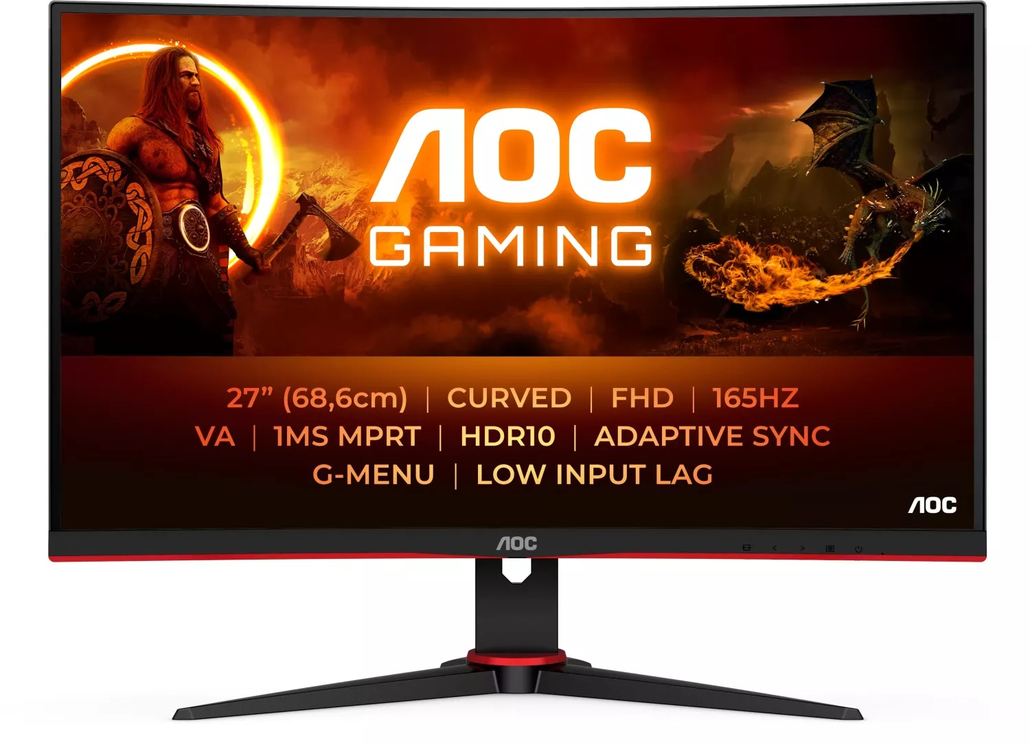 AOC C27G2E 27 Zoll Full HD Curved VA LED 16:9 165 Hz Gaming Monitor C27G2E/BK