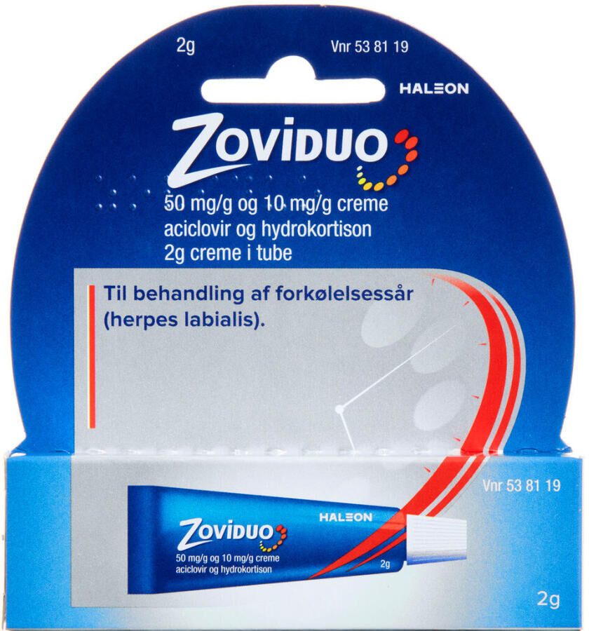 Zoviduo 50 mg/g+10 mg/g (Håndkøb, apoteksforbeholdt) 2 g Creme