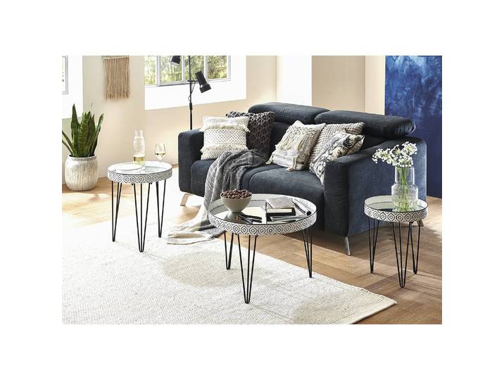 Table basse Ponemah Ø 65cm Blanc/Noir
