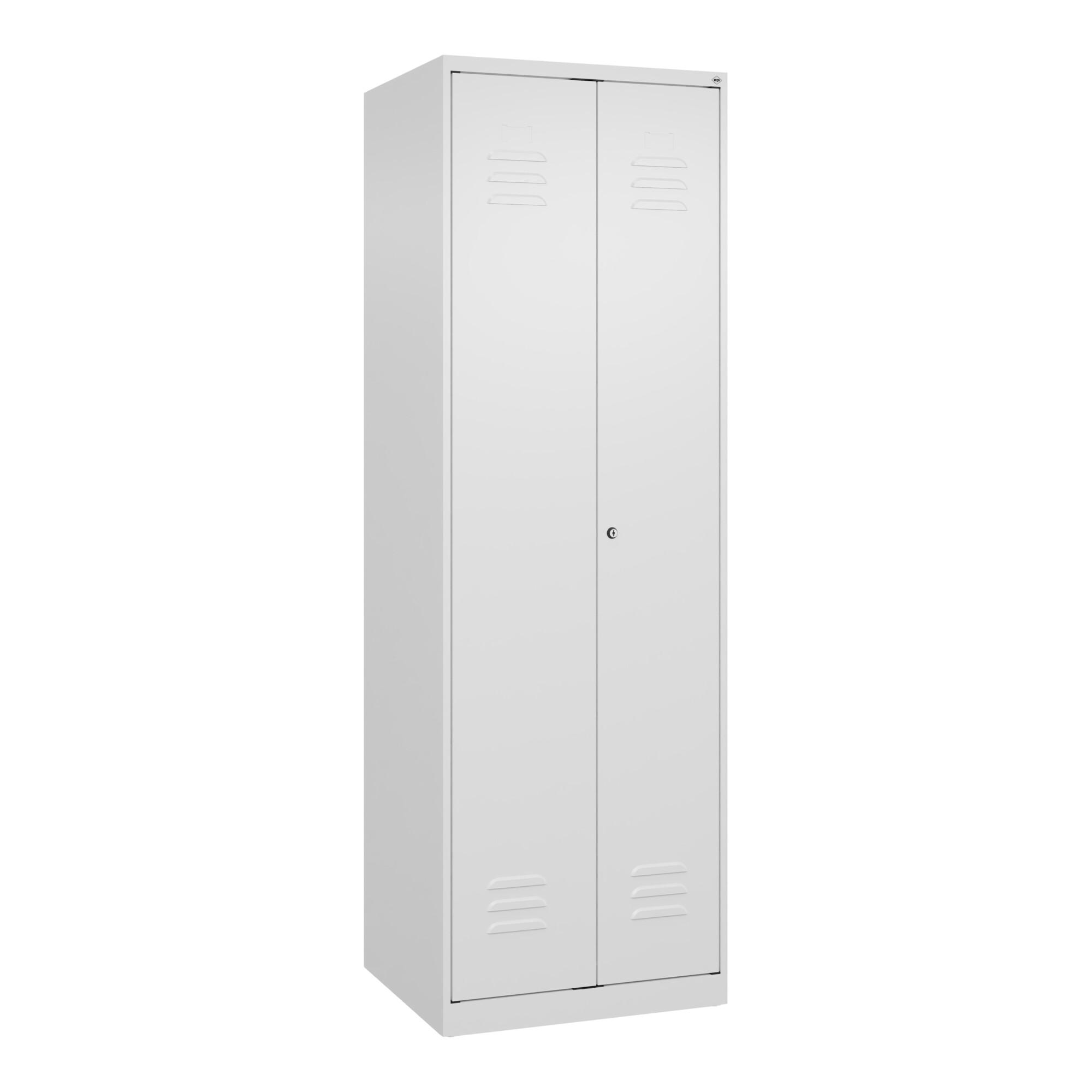 C+P Wäsche-/Garderobenspind Classic PLUS, 2 Abteile, 1850x600x500mm, 9016/9016 Verschluss Zylinderschloss Front RAL 9016 Verkehrsweiß ; C + P Möbelsys (080600-20|S10025)