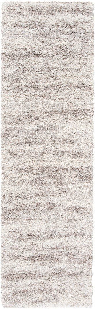 Borough Wharf Hudson Shag Striped Area Rug In Ivory / Beige Ivory / Beige Runner 69 x 244 cm