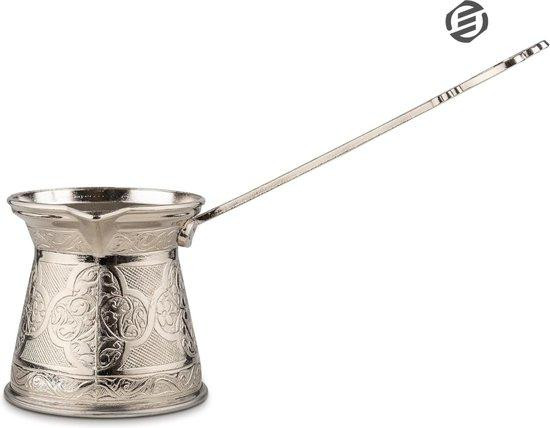 Zilveren Turkse koffiepot van koper, geschikt voor op het fornuis