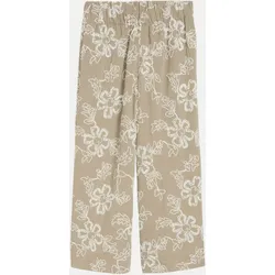 Culotte Hose mit Blumen-Stickerei Beige 40/26